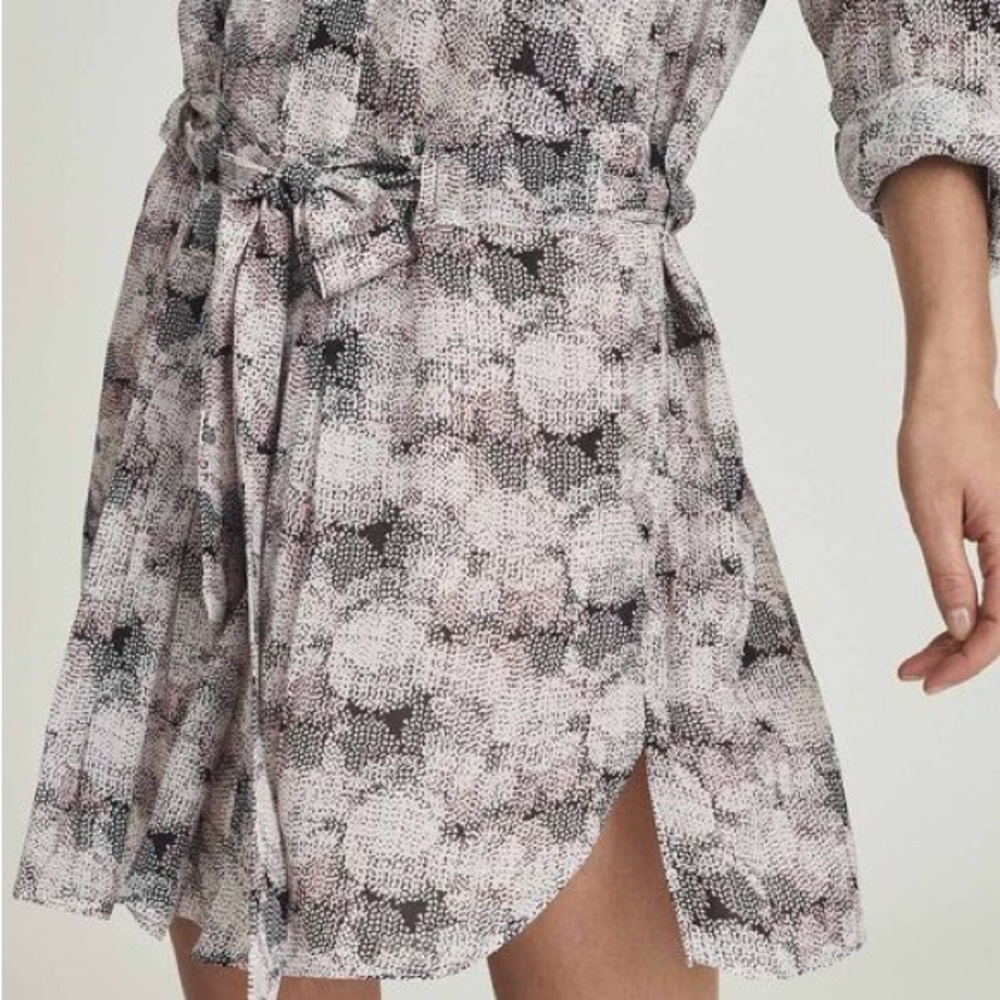 REISS Womens Sz 2 Alice Circle Printed Long Sleeve Shirt Belt Mini Casual‎ Dress - Picture 5 of 16